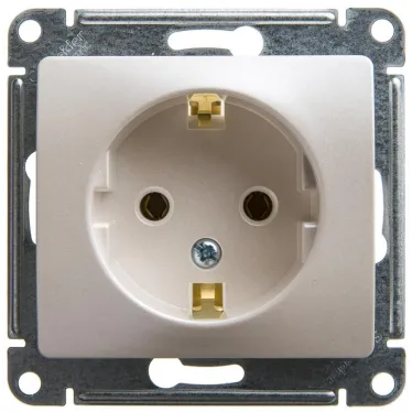 GLOSSA Розетка с заземлением перламутр в рамку