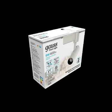 Светильник светодиодный трековый на шинопровод ДПО 6 Вт 600 лм 4000К AC 220В Белый IP20 D110х155мм однофазный угол 36 грд Track Gauss