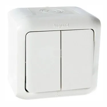 Quteo Выключатель двухклавишный наружный IP44 белый 10А