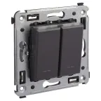 Avanti Выключатель двухклавишный в стену Черный матовый