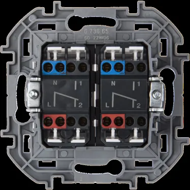 Переключатель модульный двухклавишный с подсветкой- INSPIRIA - 10 AX - 250 В~ - белый