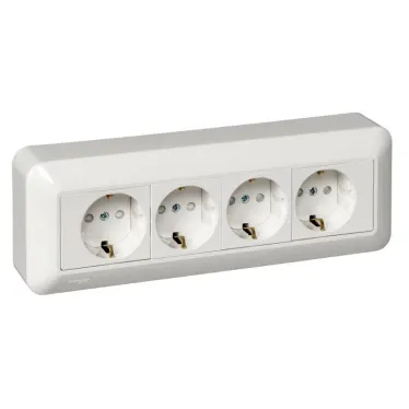 Розетка ОУ С ЗК 4 Я монтажная плата белая