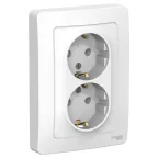 BLANCA скрытой установки розетка двойная с заземлением без шторок, 16А, 250В, белый