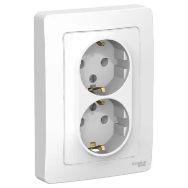 BLANCA скрытой установки розетка двойная с заземлением без шторок, 16А, 250В, белый