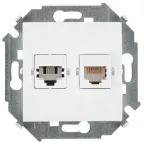 15 Розетка телефонная + компьютерная RJ11+RJ45 категория 5е белый