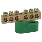Шина PE земля на одном угловом изоляторе ШНИ-6х9-6-У1-Зелен