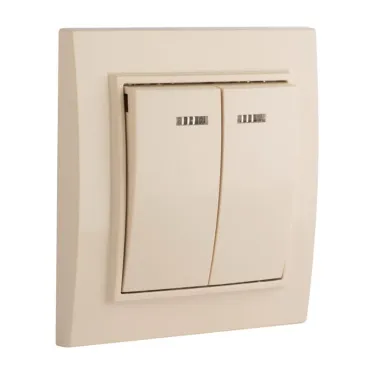 Выключатель двухклавишный СП Минск с индикатором 10А бежевый
