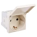 Avanti Розетка с крышкой ''Ванильная дымка'', 2P+E, с защитными шторками, 2 модульная