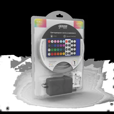 Лента светодиодная LED 5050/30RGB+30W-SMD 6 Вт/м 390 лм/м RGBW DC 12В IP20 10мм комплект лента и драйвер (блистер 5м) Basic Gauss