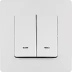 ETIKA Выключатель двухклавишный с подсветкой белый безвинтовые зажимы 10АХ