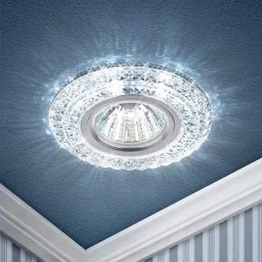 Точечный светильник декор c белой светодиодной подсветкой, DK LD3 SL/WH прозрачный