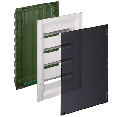 Щит встраиваемый пластиковый 4х18, прозрачная дверь с клеммником заземления