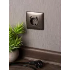 Валенсия лицевая панель розетки 1-местной с/з 16А графит с защ. штор. с 2 USB 2,1А