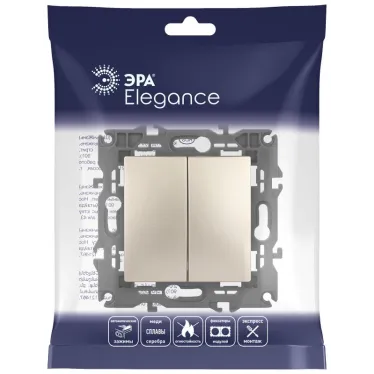 Переключатель двойной, 10АХ-250В, Эра Elegance, шампань,14-1106-04