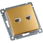 MASTER Розетка компьютерная на два присоединения, скрытой установки, в рамку, золото