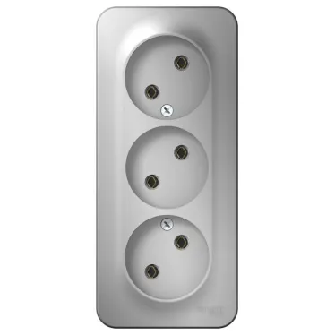 Розетка BLANCA наружная 3-я без заземления без шторок с изоляционной пластиной 16А 250В алюминий