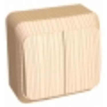 ЭТЮД Выключатель двухклавишный наружный с подсветкой Сосна