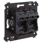 Avanti Выключатель двухклавишный в стену, Черный квадрат