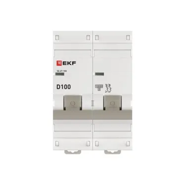 Выключатель автоматический двухполюсный 100А D ВА47-100 10кА PROxima