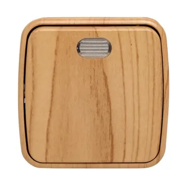 Выключатель 1-клавишный ОП Минск 10А с индикатором светлое дерево