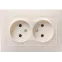 КВАРТА Розетка двойная без заземления в сборе без шторок кремовый
