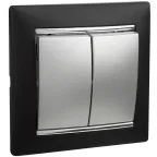 VALENA Выключатель двухклавишный в рамку алюминий