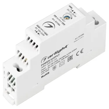 Блок питания ARV-DR15-24 (24V, 0.63A, 15W) (Arlight, IP20 DIN-рейка) | 031084 | Arlight