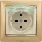 VALENA Розетка с заземлением со шторками с крышкой в рамку слоновая кость