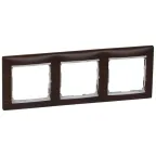 VALENA Рамка 3 поста горизонтальный монтаж темное дерево/серебро