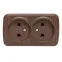 Розетка 2-местная ОП Минск 10А без заземления темное дерево