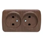 Розетка 2-местная ОП Минск 10А без заземления темное дерево