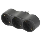 Разветвитель электрический на 3 розетки с заземлением 16А черный SPx-3e-B