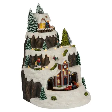 Фигура светодиодная новогодняя  EFIS-S07 композиция Рождество музыка теплый белый свет 3*АА 25*23*34 см | Б0060485 | ЭРА