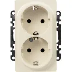 Valena LIFE Розетка силовая двойная 2х2К+З 16А 250В с лицевой панелью безвинтовые зажимы слоновая кость