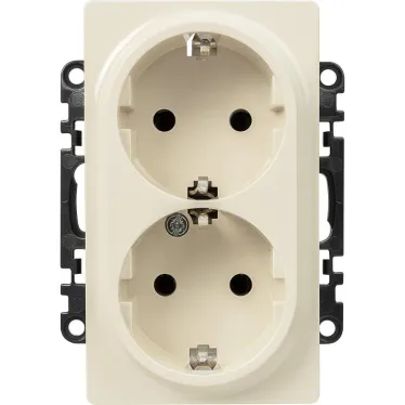 Valena LIFE Розетка силовая двойная 2х2К+З 16А 250В с лицевой панелью безвинтовые зажимы слоновая кость
