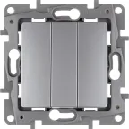 ETIKA Выключатель трехклавишный алюминий 10АХ