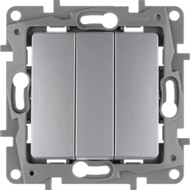 ETIKA Выключатель трехклавишный алюминий 10АХ