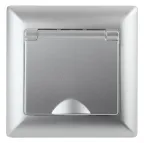 Розетка 2P+E Schuko с крышкой, 16А-250В, СУ, Solo, алюминий, 4-203-03