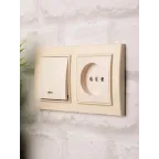 Рамка двухместная горизонтальная бежевый Минск