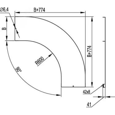 Крышка на угол горизонтальный 90 градусов, осн.600, R-600мм | LK0066 | DKC