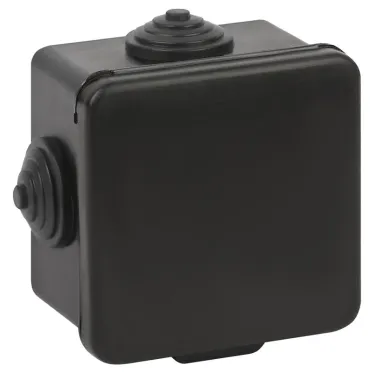 Распределительная коробка KOR-65-65-50-4g-B открытой установки черная 65х65х50мм с гермовводами 4 вх. IP54