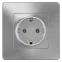 BLANCA скрытой установки розетка с заземлением без шторок, 16А, 250В, алюминий