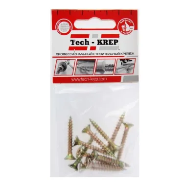 Шуруп универсальный 5х35 потайная головка, остроконечный, желтопассивированный (11шт) - пакет