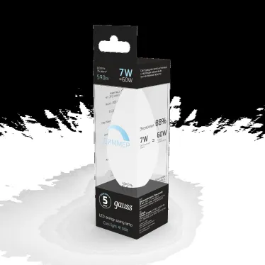 Лампа светодиодная LED 7 Вт 590 лм 4100К свеча нейтральный E14 AC 220В диммируемая Black Gauss