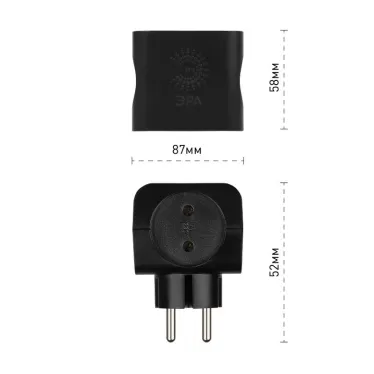Тройник 4гн, без заземл (чёрный) (10/60/2640) SP-4-B