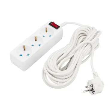 Удлинитель PROconnect 3 гнезда, 10 м, 3х0.75 мм, с/з, с кнопкой, белый