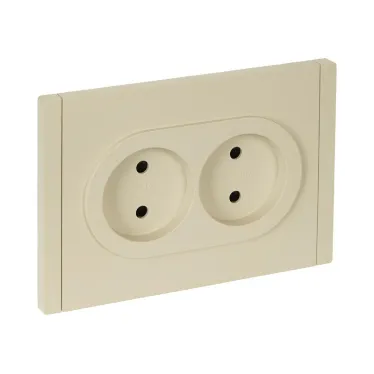 FORTE@PIANO Розетка 2-местная без заземления с защитными шторками безвинтовое крепление 10А FP425 ваниль IEK