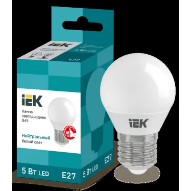 Лампа светодиодная G45 шар 5Вт 230В 4000К E27 IEK