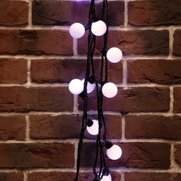 Гирлянда "Мультишарики" Ø38 мм, 10 м, черный ПВХ, 40 диодов, цвет белый | 303-575 | NEON-NIGHT