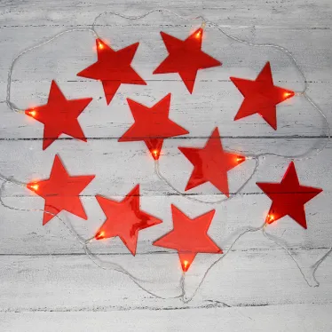 Гирлянда светодиодная Звездопад красная 10 LED, 2,25 м, прозрачн. ПВХ, теплый белый свет свечения, 2хАА (батарейки не в компл.) | 304-002 | NEON-NIGHT